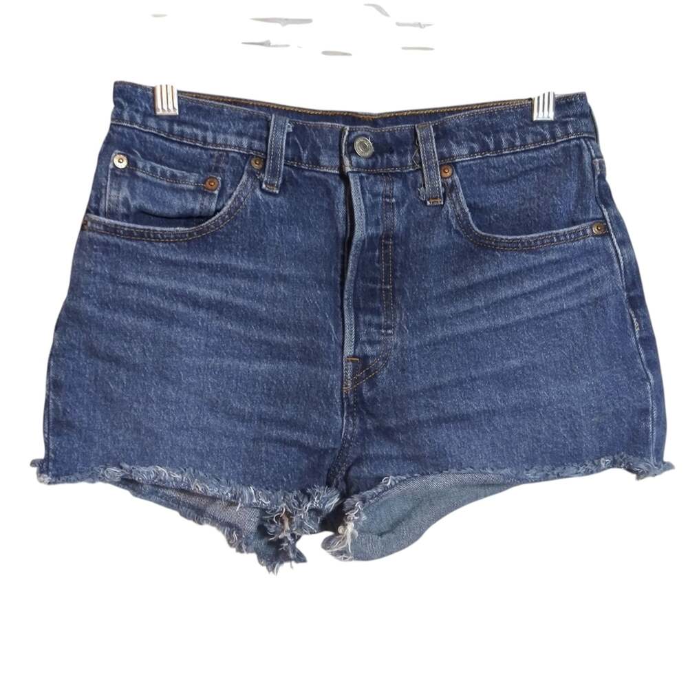 Levis 501 Denim High Rise Button fly Cut Off Shorts Festival Rodeo Size 28